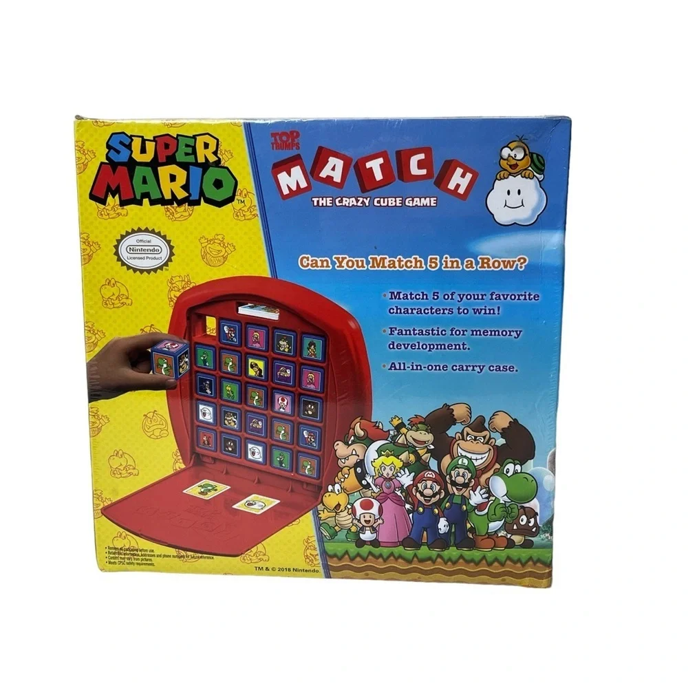 Super Mario Match The Crazy Cube Memory Game Ages 4+ 2‎ Players Carrying Case